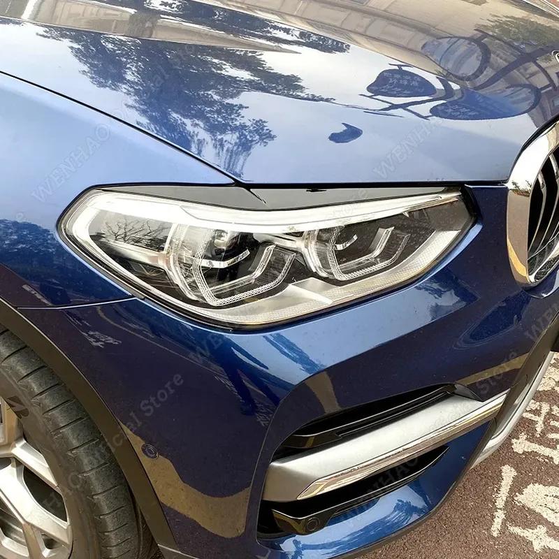 2pcs Gloss Black Headlight Eyebrows for BMW X4 X3 G01 G02 2018 2019 2020 2021 Car Headlight Eyelids Lids ABS Plastic Accessories