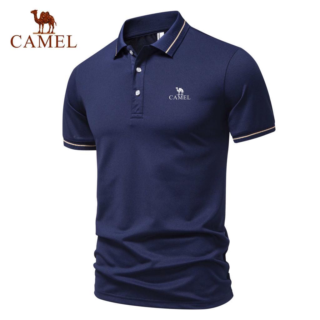 Camel 2025 Лето Новая спортивная повседневная футболка для гольфа с вышитыми лацканами, влагоотводящая и потоотводящая рубашка поло