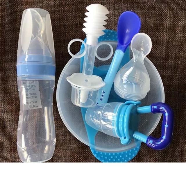 7 в 1, 120 мл, мягкая силиконовая пищевая добавка для малышей, бутылочки для кормления с рисом и хлопьями, ложка, чашка для хранения еды, набор мисок