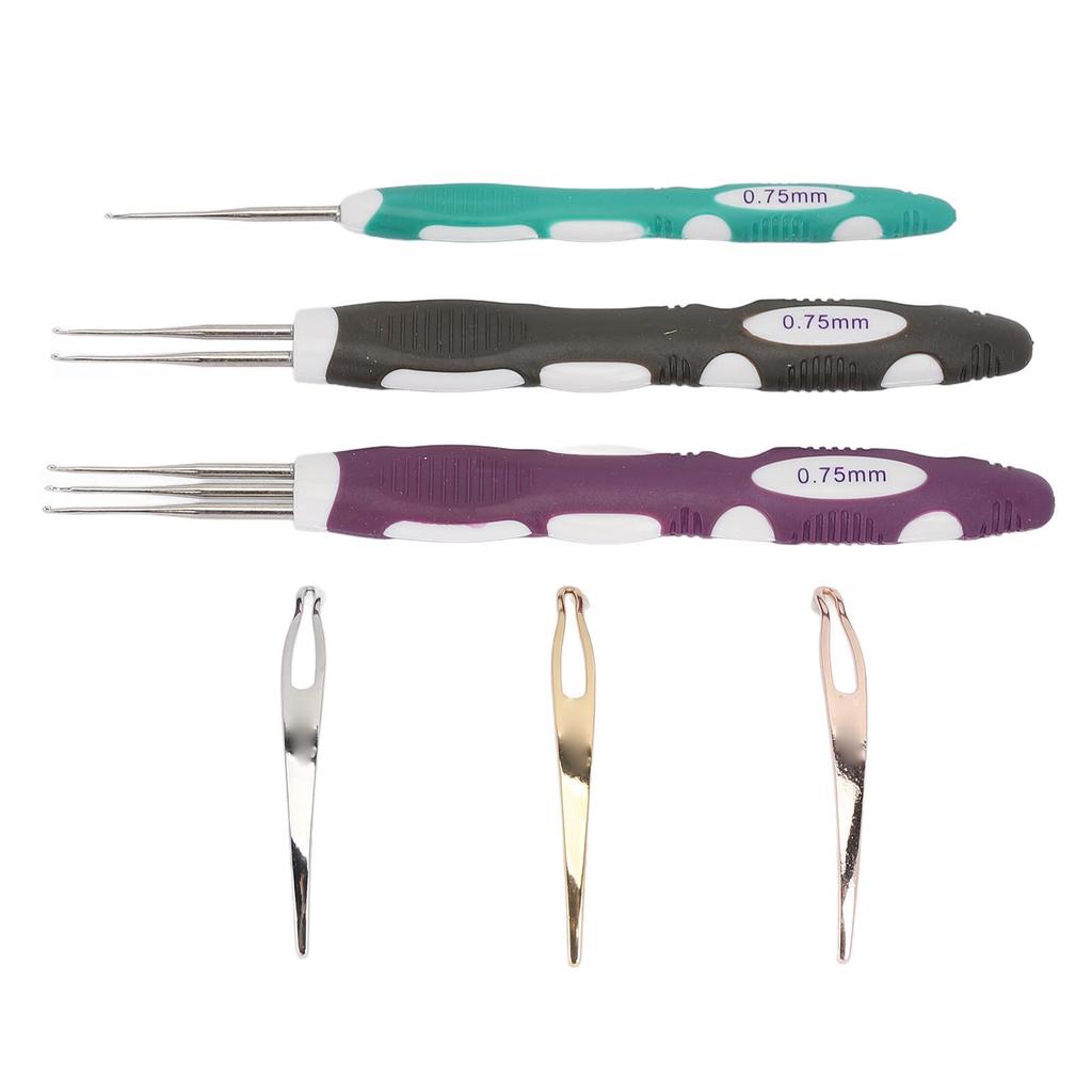 6pcs 0.75mm Dreadlocks Crochet Hook Tool for Hair Weaving 1 2 3 Hooks Dreadlock Interlocking Tool
