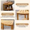 Corner Shower Stool with Storage Rack Anti-slip Natural Bamboo Shower Bench Multifunctional Shower Caddy Bathroom Organizer for Adults Elderly Pregna