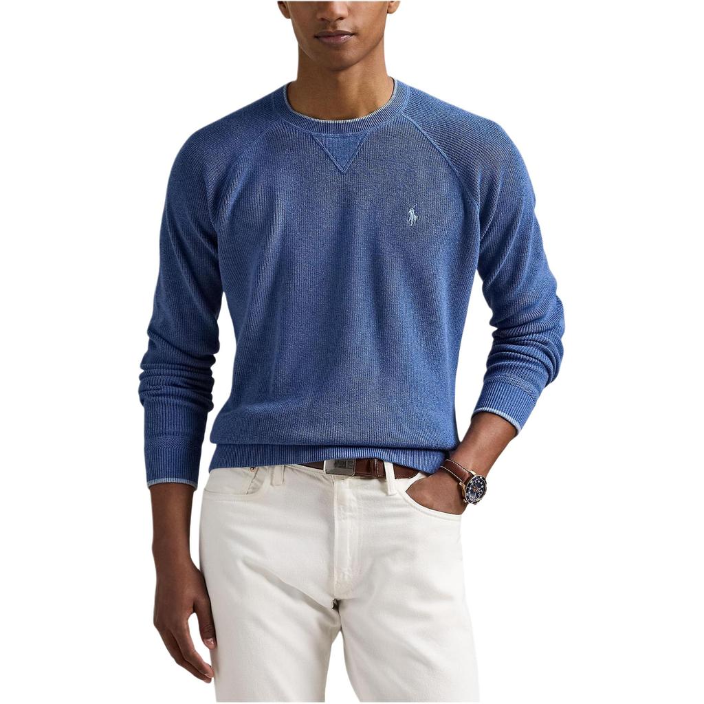 Polo Ralph Lauren Ribbed Cotton Crew Neck Raglan Long Sleeve Knit Sweater Men Sweater 710970285-001