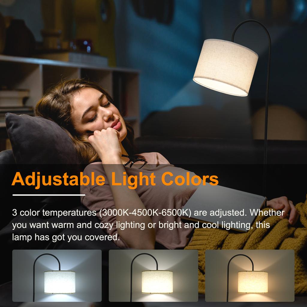 12 Вт тканевый торшер, современный напольный светильник, ножной переключатель, 3 цветовой температуры для гостиной