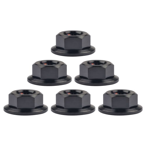 Ruifu Titanium Alloy Flange Nuts M5 M6 Pack of 6 (M6, Black)