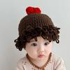 Осенне-зимний парик для малышей, шапка с бантом, шапки-бини для младенцев, парик, детская вязаная шапка, парик, подарок на Новый год