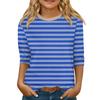 Children's 3/4 Sleeve Tops Knit  Casual  Print T Shirt Round Neck Pullover Blouse