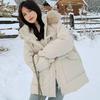 Winter Thickened Hooded Cotton Jacket for Women with Large Fur Collar Casual Loose Clothes
