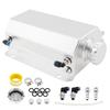 Universal 2L Aluminum Coolant Overflow Expansion Tank Reservoir with O-Circle Clamp PTFE Tape Silver
