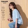 Женская футболка TonLion из чистого хлопка, свободного кроя, с круглым вырезом и коротким рукавом