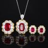 Jewelry Copper Bottom Gold-Plated Simulation Red Corundum High-End Retro Suit Women 10 * 14-8 * 10