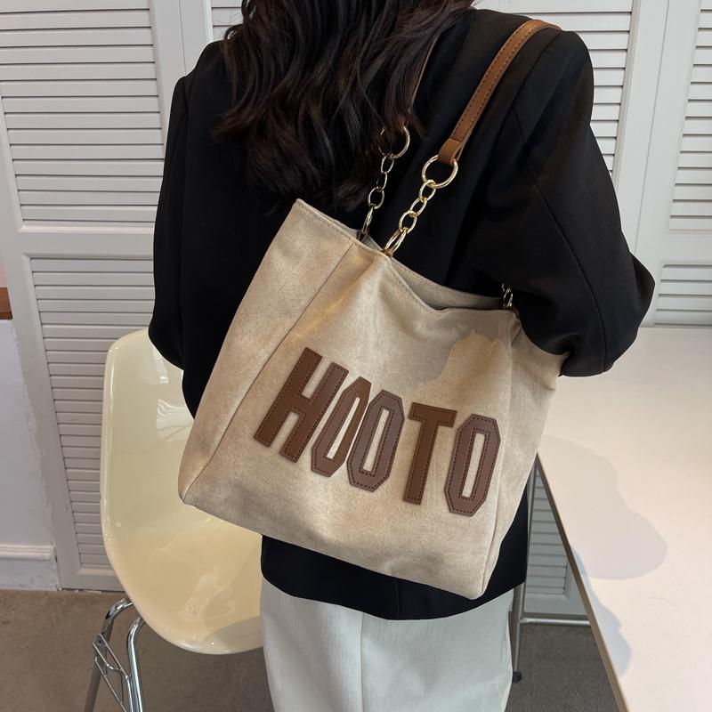 Женская большая сумка-тоут с буквенным принтом, сумка через плечо с цепочками, сумка через подмышку