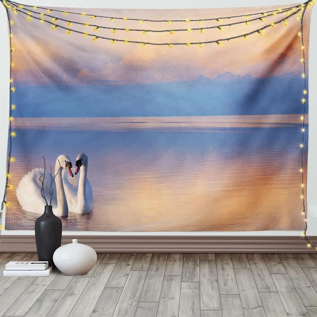 Swan Couple Tapestry Office Living Room Decoration Home Wall Tapestry