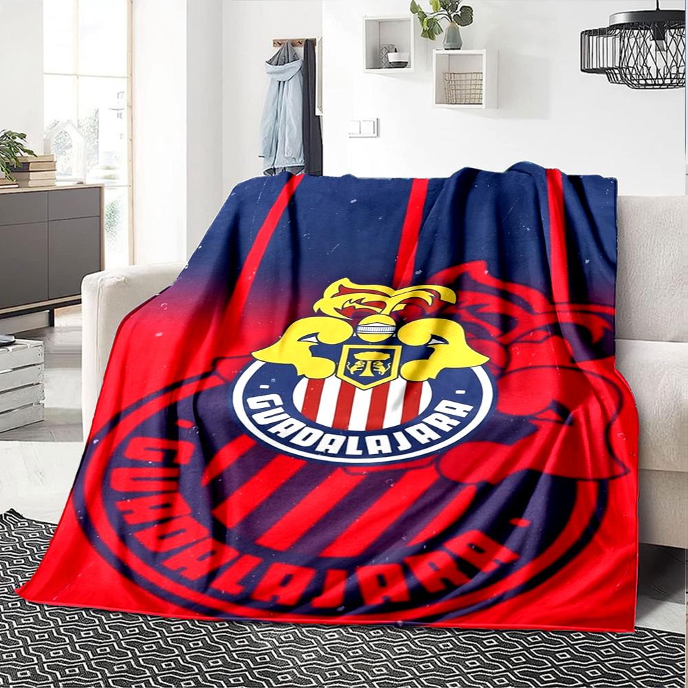 Chivas Guadalajara Logo Print Flannel Blanket High Quality Warm Comfortable Cover for All Seasons Perfect for Gifts Home Decor