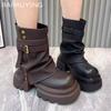 Chunky Women Ankle Boots Platform Designer Mid Heels Shoes 2025 Trend Winter Goth Fashion Classic Pumps Motorcycle Botas Mujer