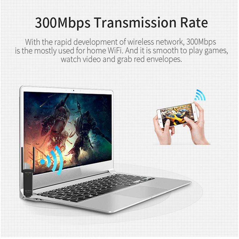USB беспроводной повторитель Wi-Fi, расширитель диапазона, двойная антенна, 300 Мбит/с, 802.11b/g/n, усилитель сигнала Wi-Fi