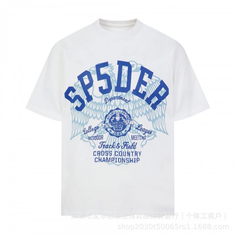 Sp5der 3D Puff Print Graphic Tee Men Loose Fit Cotton Short Sleeve T-Shirt Casual Wear