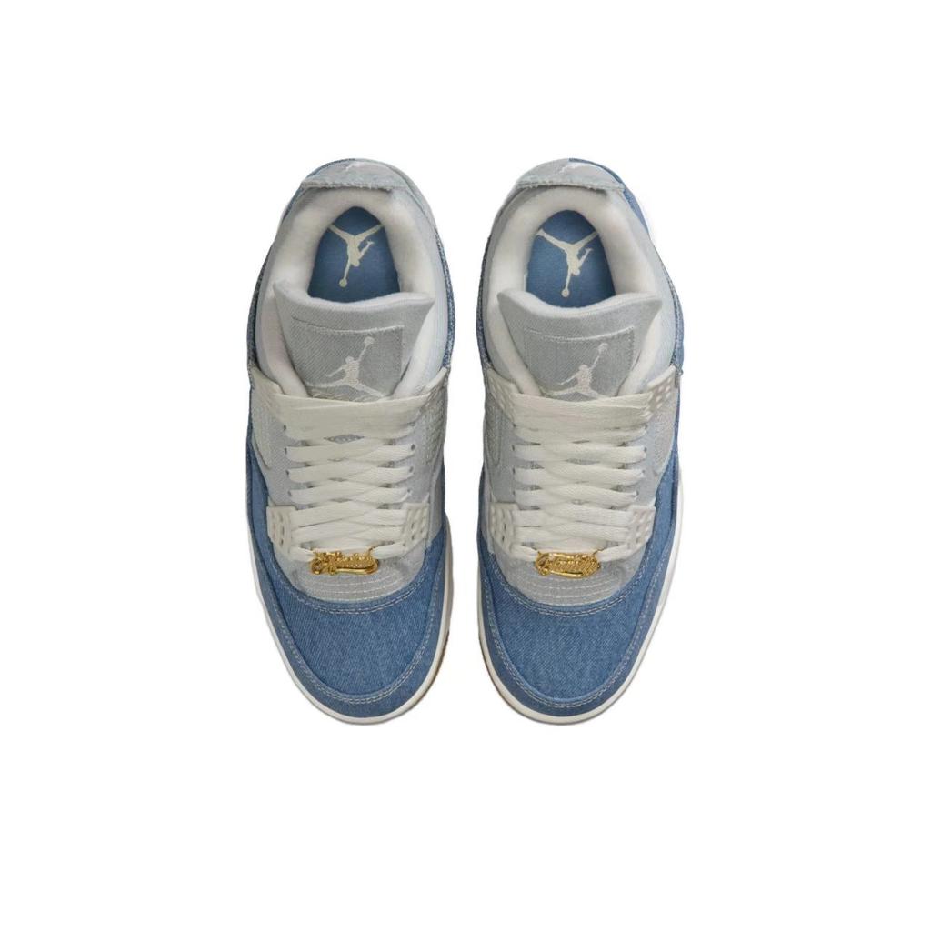 Air Jordan 4 Retro TEX Worn Blue Denim Women Sneakers Sail Gum-Light-Brown Metallic-Gold IB6716-100