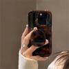 Роскошный чехол-держатель из янтарной черепаховой расцветки для iphone 16 Pro 15 14 11 12 13 Pro Max INS Корейская девушка Мягкий чехол Новый Стильный Ракушка