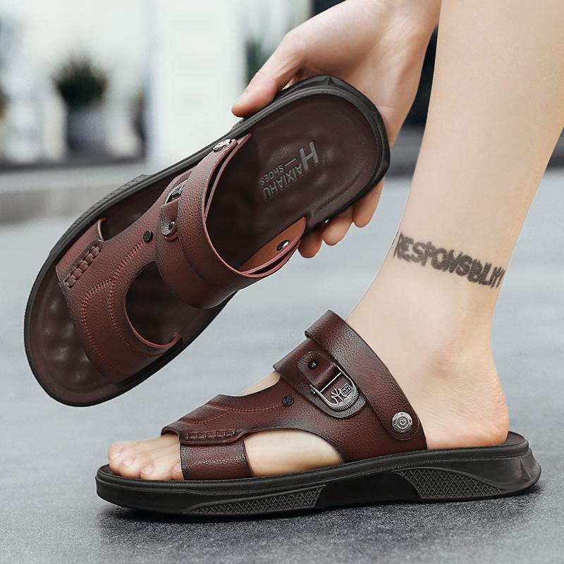 Классические мужские сандалии в стиле ретро, ​​дышащие нескользящие уличные тапочки на мягкой подошве, модная пляжная обувь, летние мужские шлепанцы