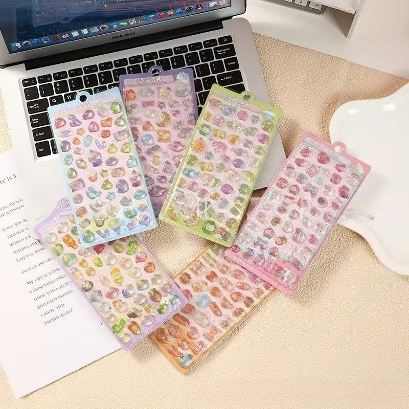 Cartoon 3D Floating Fun Stickers Crystal Diamond Children's Decorative Stickers 3D Stickers Cute Relief Stickers for Girls