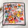 Cartoon Cat Silk Square Scarf & Hairband, Korean Style - 70cm