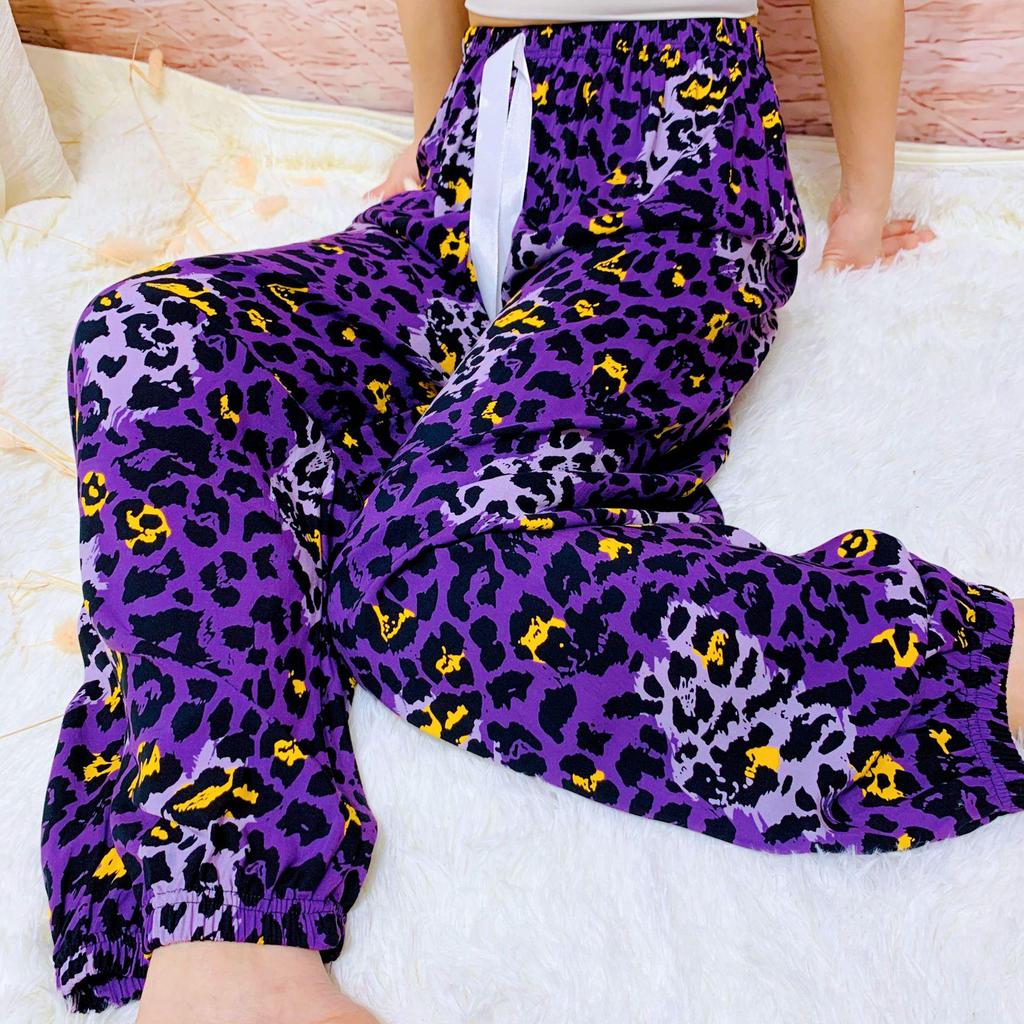 Women's Summer Cotton Silk Anti-Mosquito Loose Beach Bloomers Pajama Pants