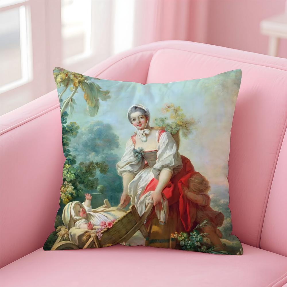 rococo JJean Honore Fragonard Cushion Cover Pillow Case Soft Skin Friendly Fabric Comfort Concealed Zipper