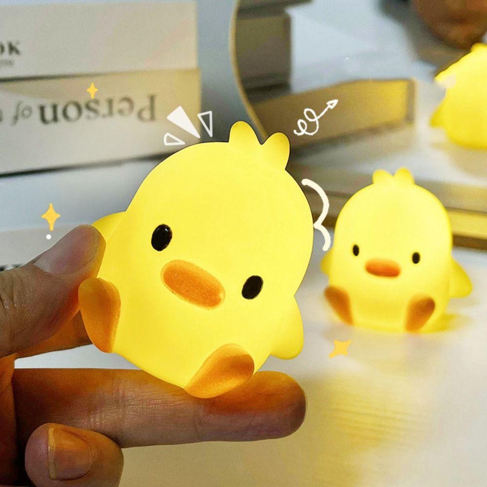 Silicone Duck Night Light Cartoon Bedside Lamp Decoration Gift Sleeping Lamp  Baby Children Kid