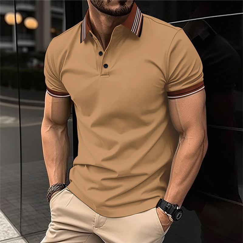 Summer Fashion Men's Casual Polo Shirts Slim Solid Color Turn-down Collar Short Sleeve Polos Male Tops Clothes