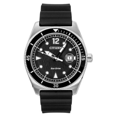 Eco-Drive Черный Резиновый Ремешок Черный Циферблат На Солнечной Батарее AW1889-00E 100М Мужские Часы