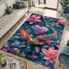 3D Дизайн с Цветами и Карпами Кои - Полиэстеровый Моющийся Коврик для Гостиной, Спальни, Домашнего Офиса, Прихожей - Прочный Коврик для Стула