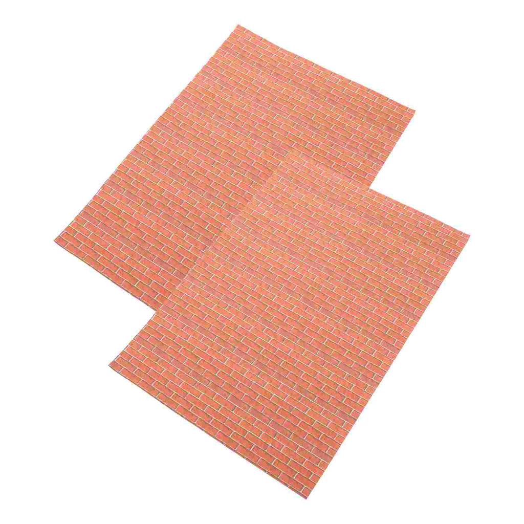 2 листа 1:12 Мини-обои для кукольного домика Наклейка Красный Кирпич Декор Отклей и Наклей Обои Гостиная Спальня Кабинет