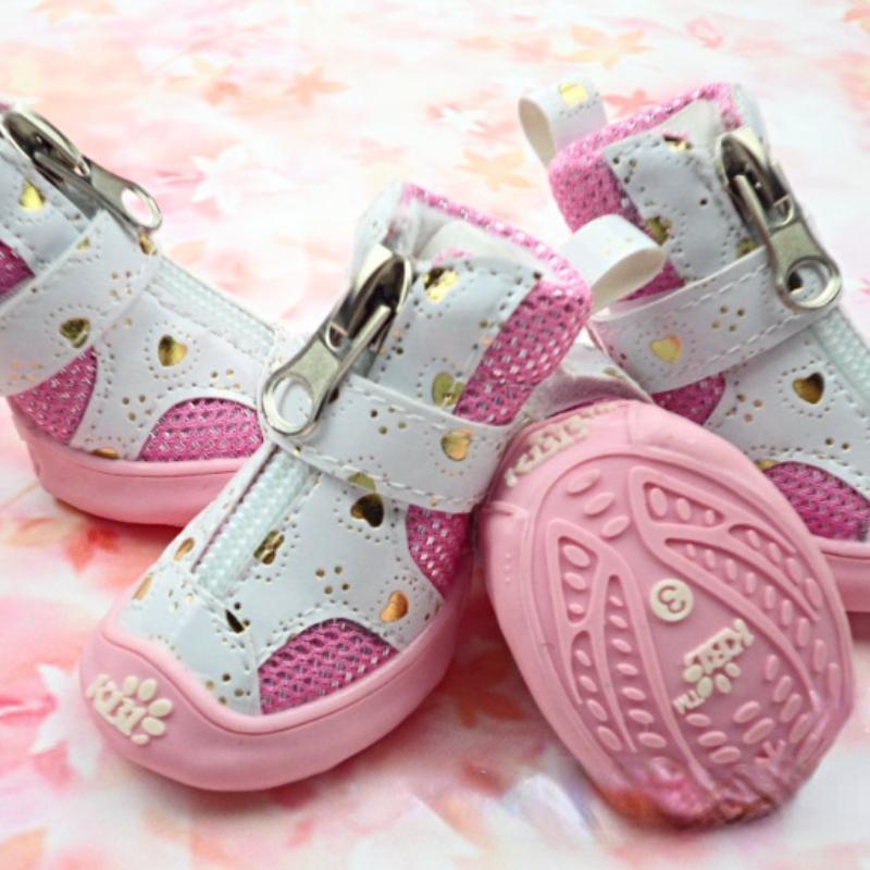 Дышащая обувь с золотой сеткой, обувь для собак, обувь для щенков, плюшевых мишек, обувь для собак с нескользящей подошвой, обувь для маленьких собак, сапоги для собак