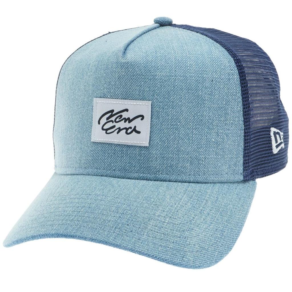 New Era 9FORTYA-FRAME Mesh Cap with Woven Patch and Washed Denim, Free Size 940AFTR HW WOVEN PATCH WDNM (14388631 NER36C1721)