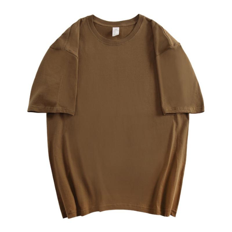 Solid-colored Cotton Sewn Loose Large-sized Pure Cotton Short-sleeved T-shirt for Women's Couple