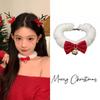 Adorable Christmas Plush Necklace with Red Velvet Bow and Jingle Bell Choker