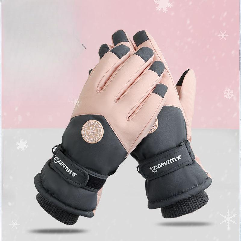 Autumn and Winter Ski Gloves for Men and Women Couples Cycling Sports Plus Velvet Thickened Windproof Waterproof Cold Touch Screen Warm Gloves