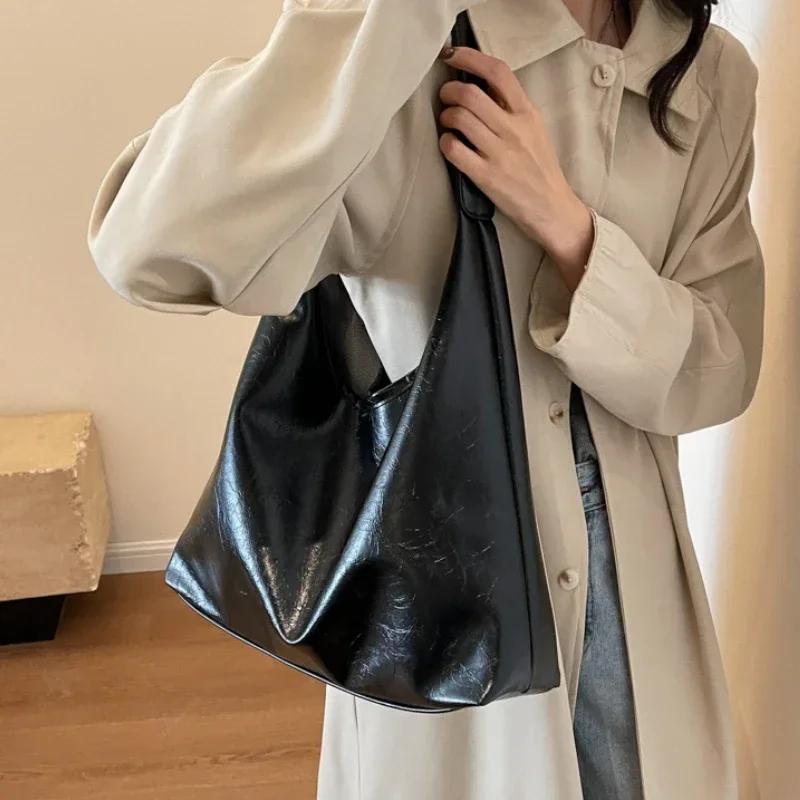 Красная сумка большой вместимости для женщин Новая ретро-текстура Сумки-тоут на одно плечо Модные универсальные повседневные женские сумки