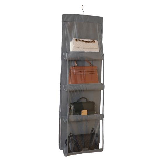 Bag Storage Bag Double-sided Transparent Visible 6/8 Pockets Great Load Bearing Handbag Purse Organizer Dust-Proof Wardrobe Closet Bag Hanging Holder