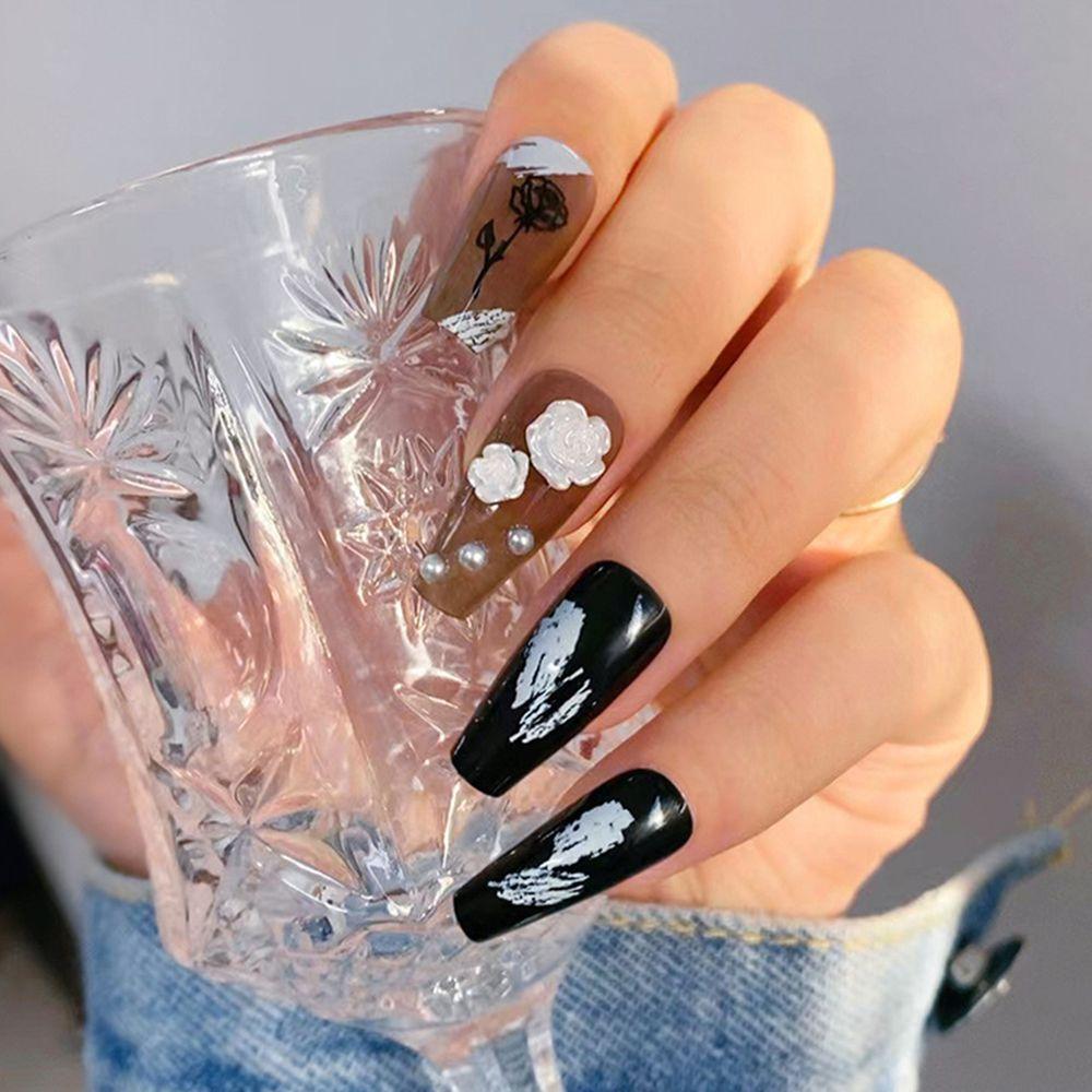 24pcs Press On Nails French Long and Short Square Almond Full Cover False Nail Fake Nails