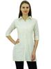 Women's Solid Cotton Tunic Shirt 3 4 Sleeve Short Kurti Collar Neck