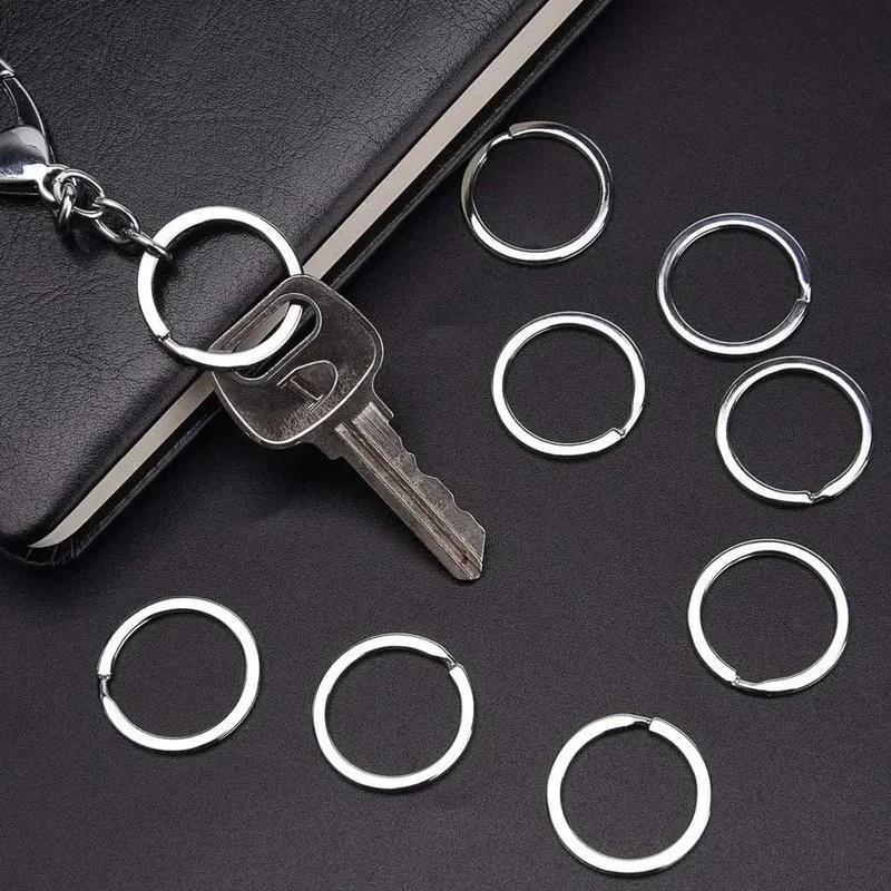 Car Stainless Steel Key Rings Round Flat Line Split Rings Keyring for Jewelry Making Polished Keychain DIY Findings