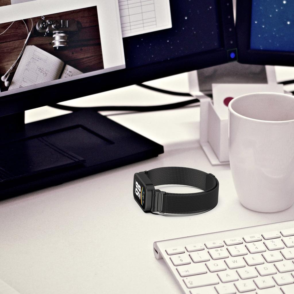 Металлический корпус+Миланский ремешок для Xiaomi mi band 9 активные аксессуары браслет correa+Защитный бампер корпус Чехол для Redmi band 3