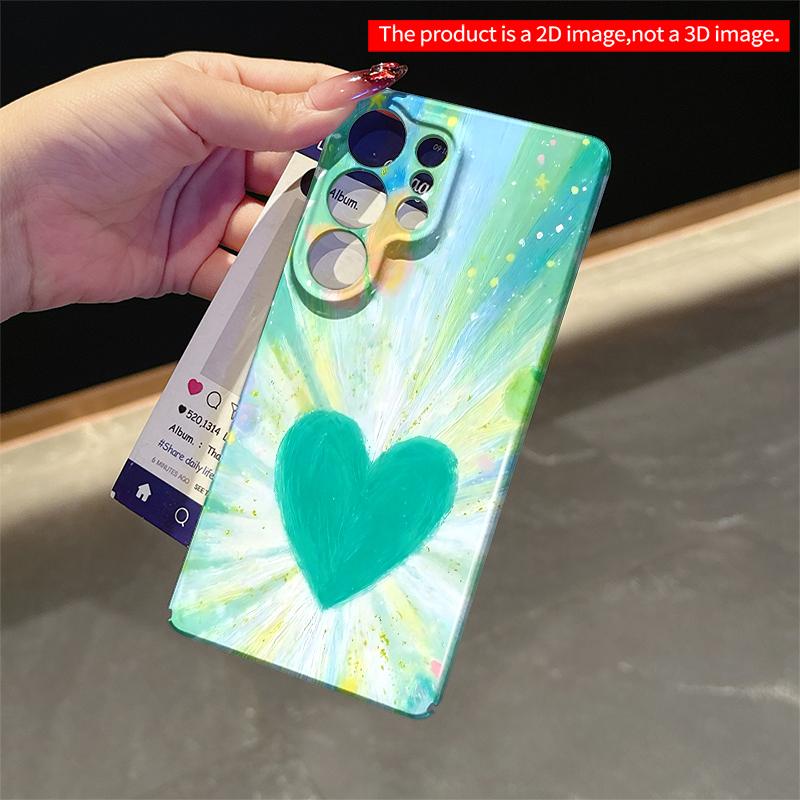 2DFlat Samsung phone case Teal Heart Radiance with Butterflies and Stars Applicable to Galaxy S22 S23 S24 S25ULTRA S26 A12 A13 A14 A15 A16