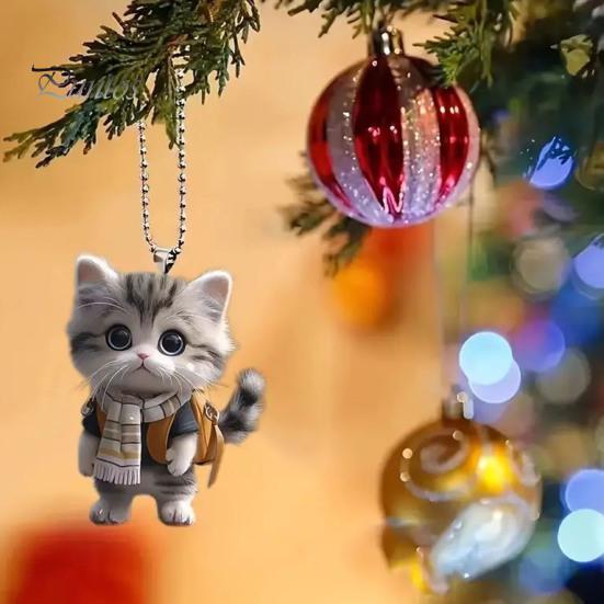 Подвесной кулон акриловый плоский мультяшный кот украшение для автомобиля легко повесить брелок подвеска украшение на рождественскую елку