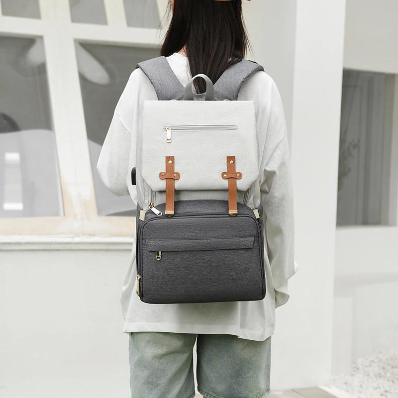 Solid Nylon Mom Backpack Zipper Casual High-quality Bags for Women Fashion New Style Mom and Baby Bags Large Capacity