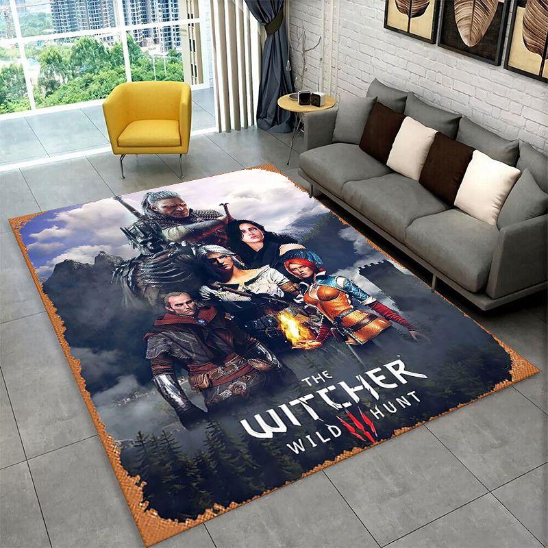 Cartoon The W-Witcher Geralt Game Carpet Rug for Bedroom Living Room Sofa Playroom Doormat Home Decor,Kid Area Rug Non-slip