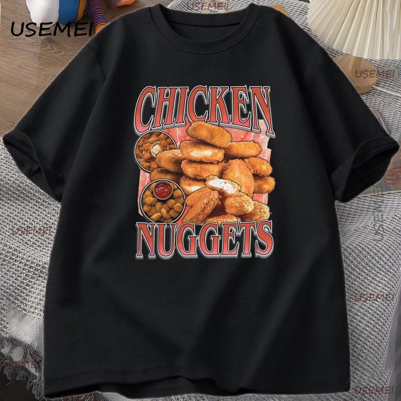 Womens Funny Chicken Nuggets Vintage Meme Graphic Tshirt Hip Hop Gothic Style Comfort Cotton Top