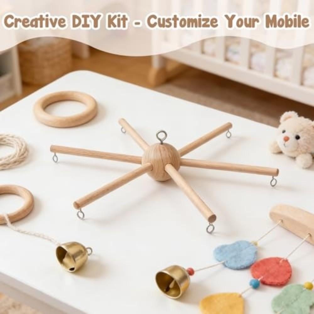 Smooth Rotating Wind Chime Rack Anti-rust Baby Crib Mobile Wooden Mobile Frame Nursery Room