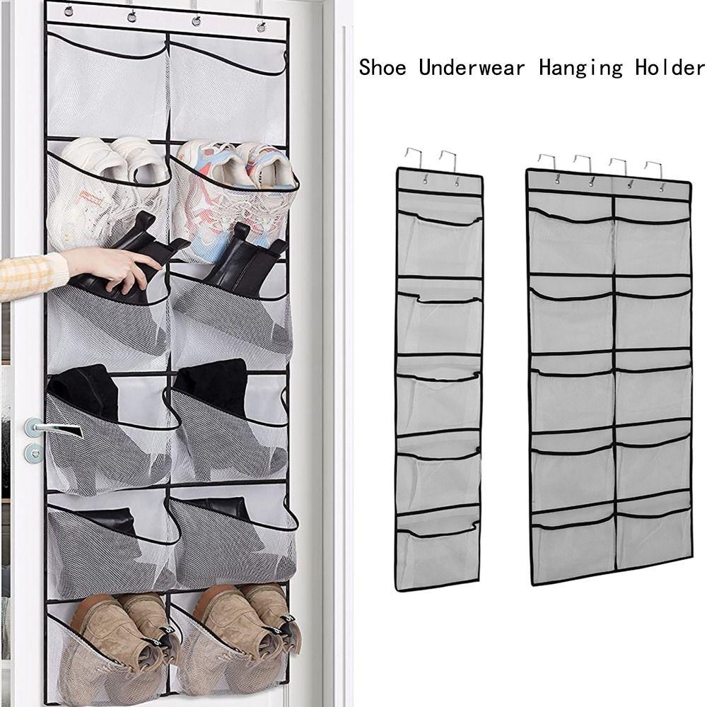 5/10 Pockets Hanging Bag with 2/4 Hooks Storage Bag Shoe Underwear Hanging Holder  for Home Dorm
